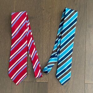 Elegant Striped Red and Blue Tie Set